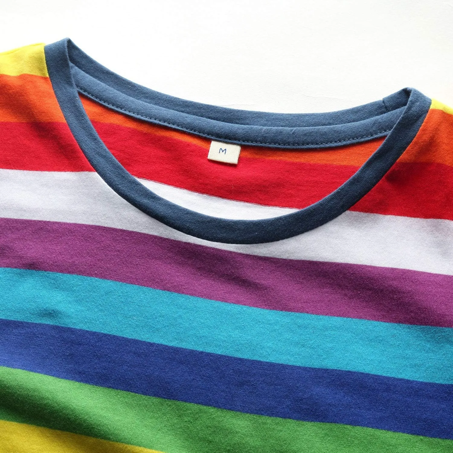 Rainbow T Shirt Women Striped Crew Neck Short Sleeve Stripes Tee Top Stripped