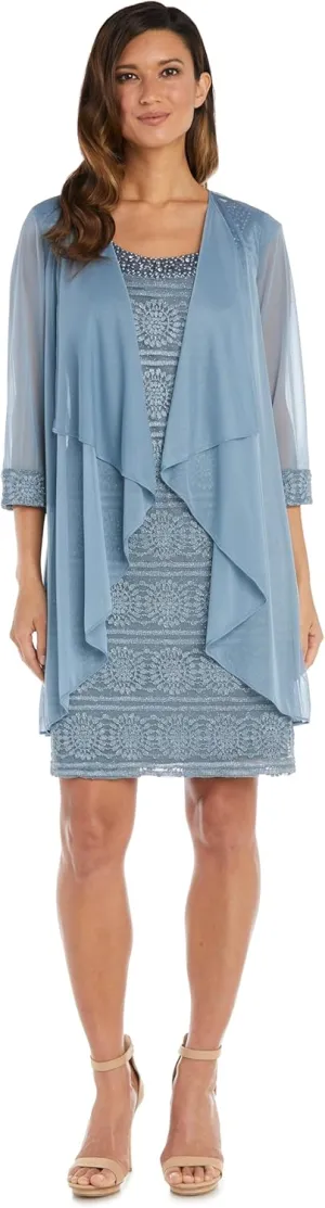 R&M Richards Womens Plus Knee-Length 2PC Two Piece Dress