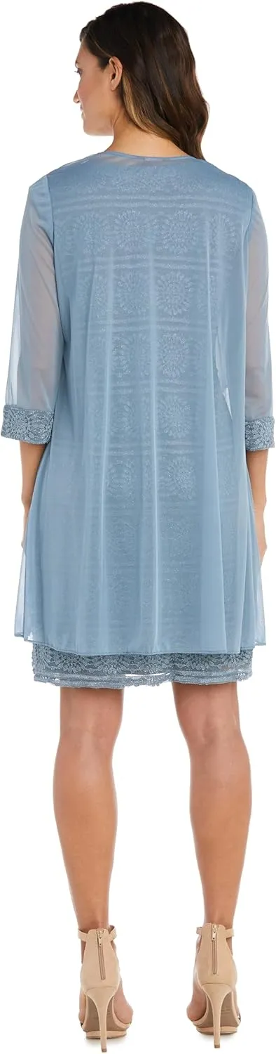 R&M Richards Womens Plus Knee-Length 2PC Two Piece Dress