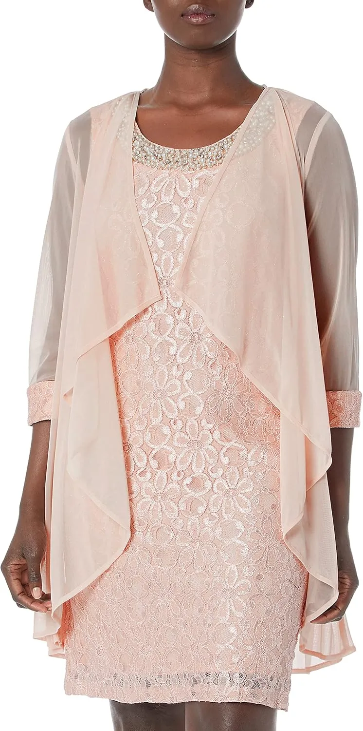R&M Richards Women's Plus Size Lace Pant Set