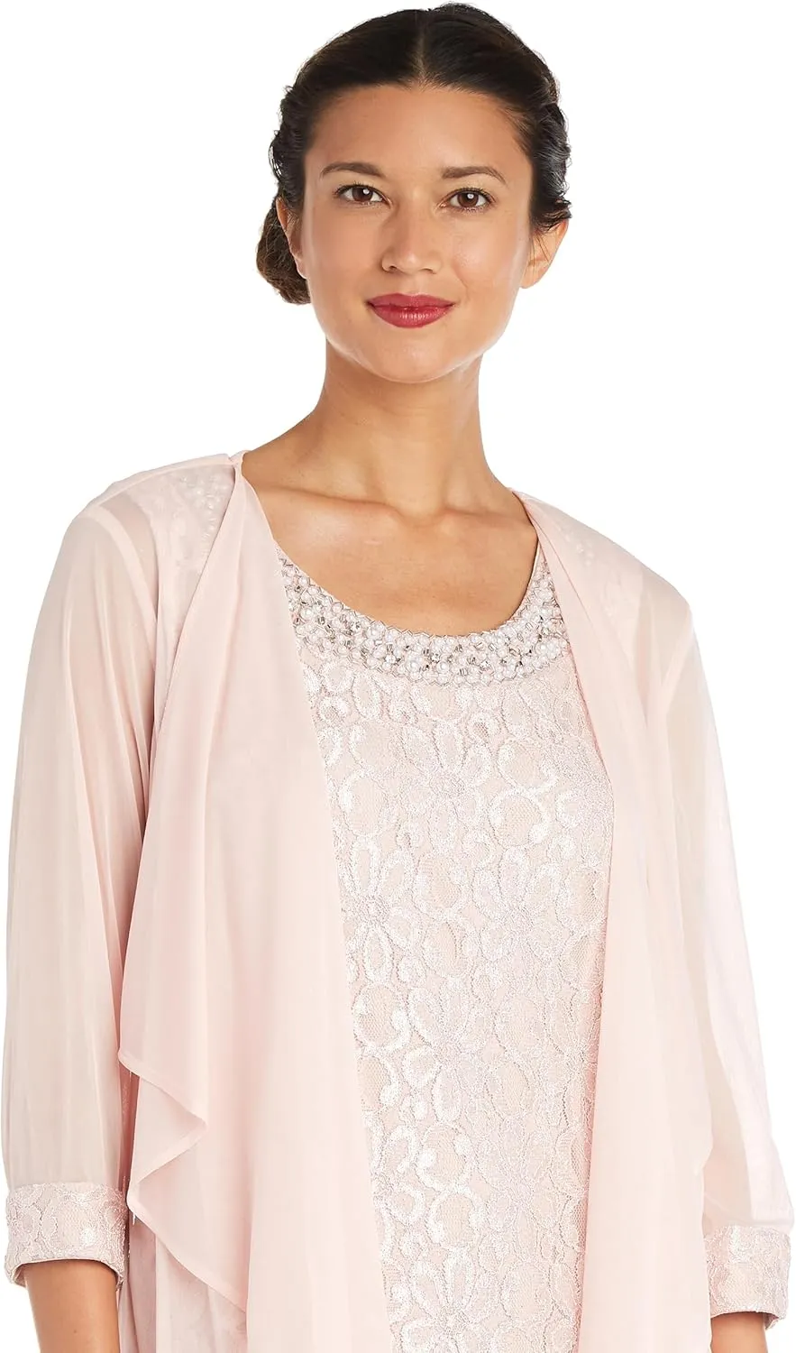 R&M Richards Women's Plus Size Lace Pant Set
