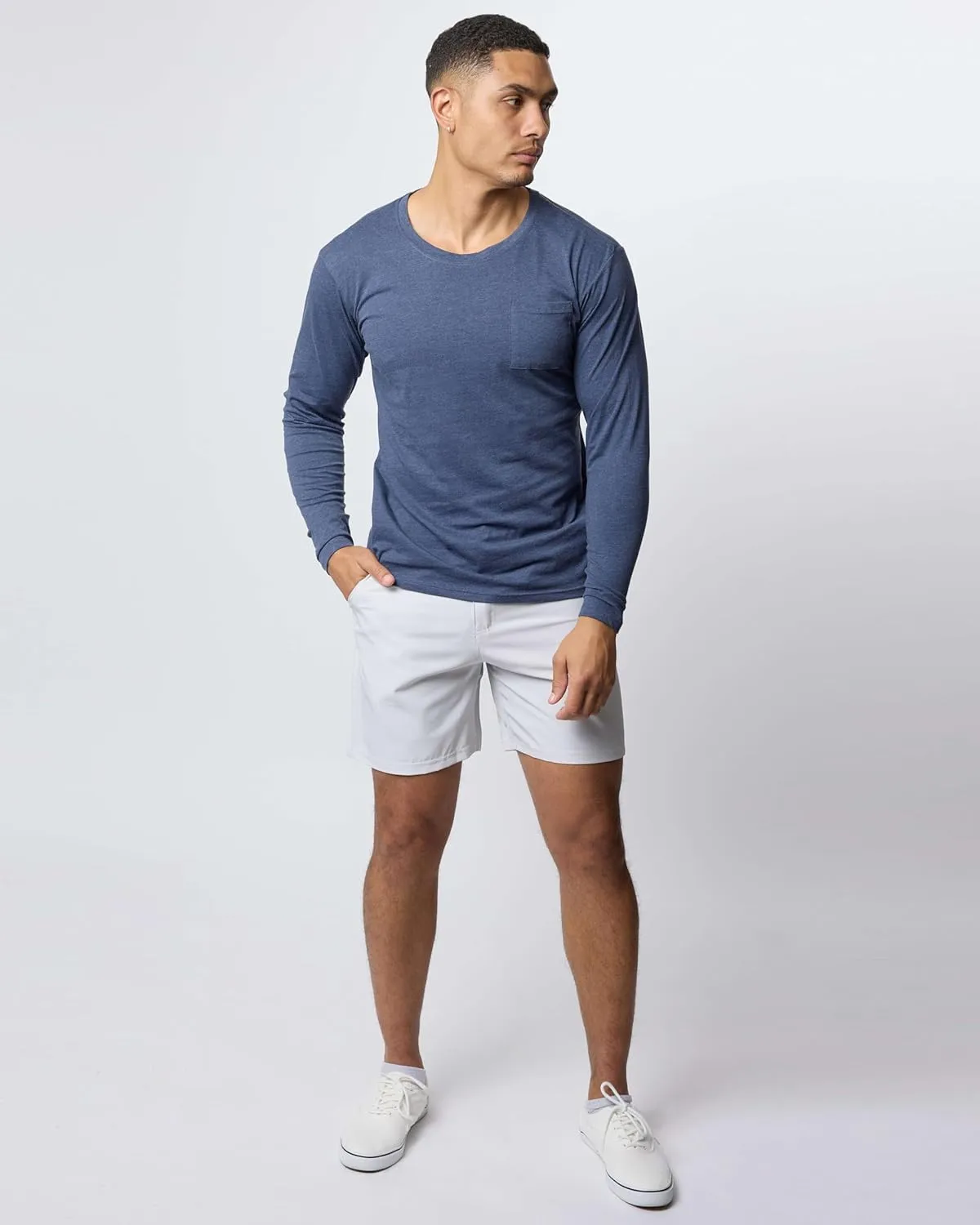 Real Essentials 3 Pack: Men's Cotton Performance Long Sleeve Crew Neck Pocket T-Shirt Athletic Top (Available in Big & Tall)