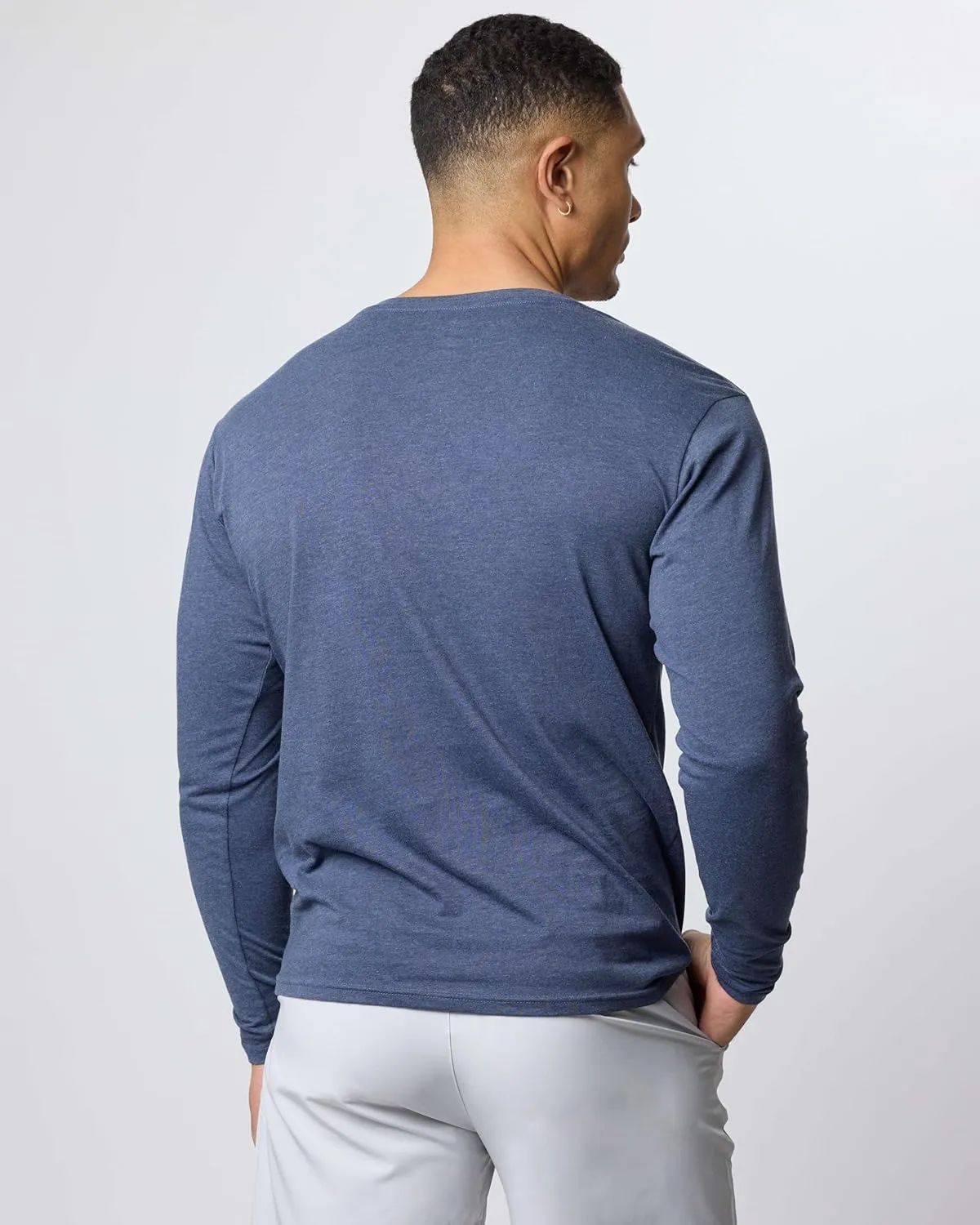 Real Essentials 3 Pack: Men's Cotton Performance Long Sleeve Crew Neck Pocket T-Shirt Athletic Top (Available in Big & Tall)