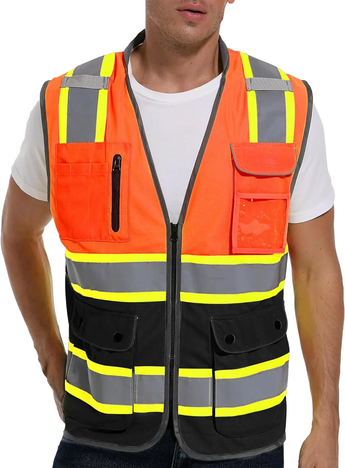 Reflective Safety Vest for Men and Women - High Visibility Construction Vest - Dual Tone Reflective Strips