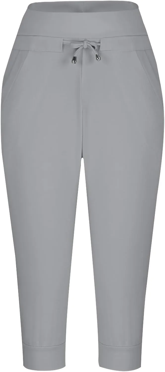 RKSTN Women's Yoga Pants Stretchy Soft Drawstring Workout Capri Pants Outdoor Athletic Causal Capris with Pockets