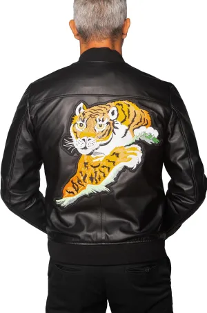 Rocky Balboa Leather Bomber Jacket, Rocky Balboa Action Figures Black Satin Jacket, Tiger Style Tiger Jacket
