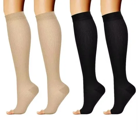 ROYALUCK Open Toe Compression Stockings for Men Women 15-21mmHg