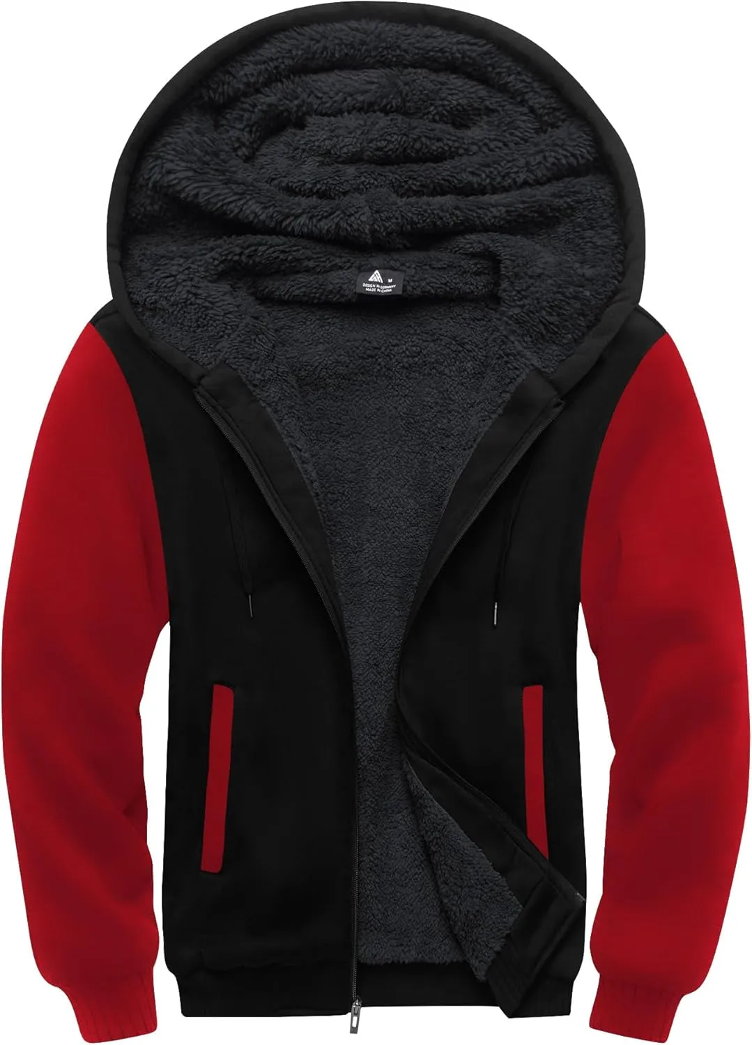 SCODI Hoodies for Men Heavyweight Fleece Sweatshirt - Full Zip Up Thick Sherpa Lined Hooded Jacket