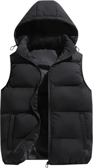 SEAUR Men Puffer Vest Winter Padded Vest Down Vest Sleeveless Jacket Lightweight Gilet Casual Hood Gilet Insulated Vest
