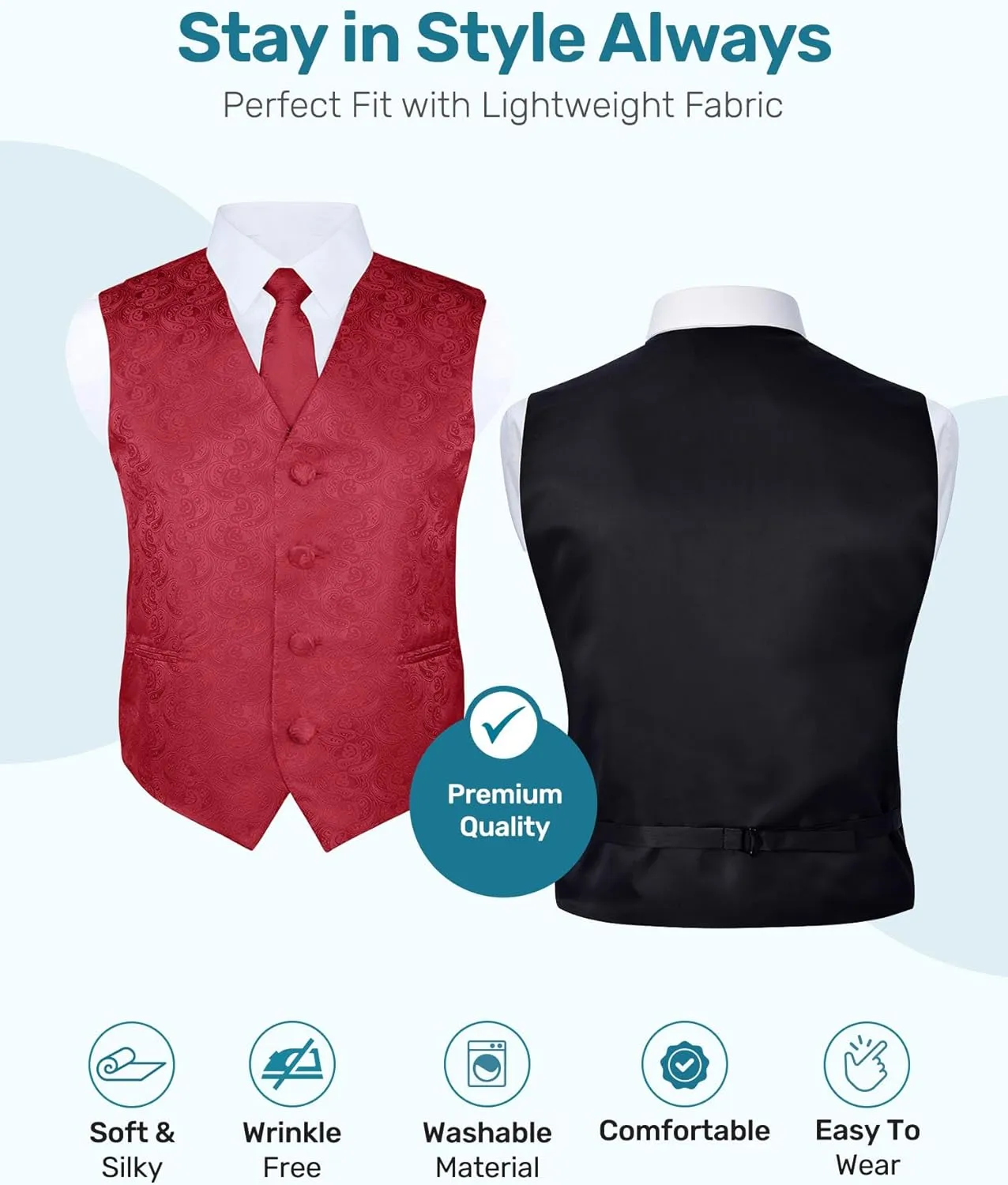 S.H. Churchill & Co. Boys 4 Piece Formal Paisley Vest and Tie Set