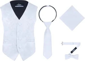 S.H. Churchill & Co. Boys 4 Piece Formal Paisley Vest and Tie Set