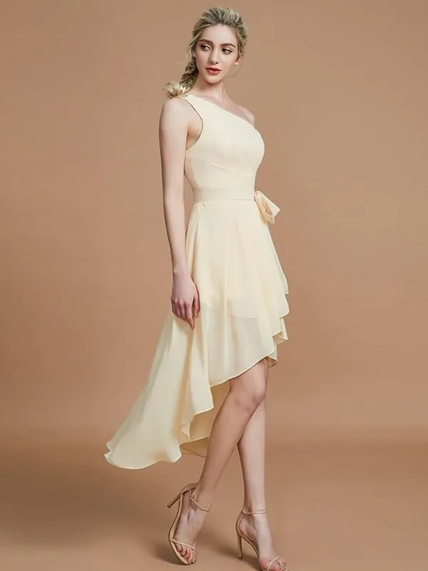 Short Bridesmaid Dresses 2025 One Shoulder Chiffon Cocktail Gowns for Women High Low A Line Wedding Party Dresses