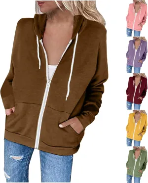 SMIDOW Womens Oversized Zip Up Hoodies Sweatshirt Fall y2k Clothes Teen Girls Casual Lightweight Drawstring Hoodie Jacket