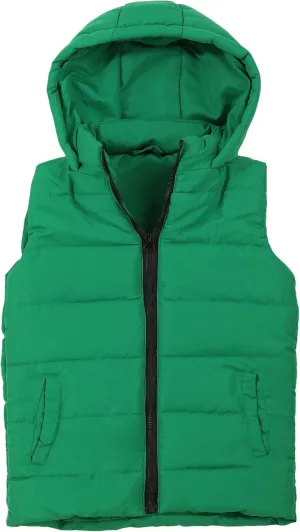 SNOW DREAMS Boys Puffer Vest Hooded Quilted Outwear Sleeveless Jacket Lined Zipper Waistcoat