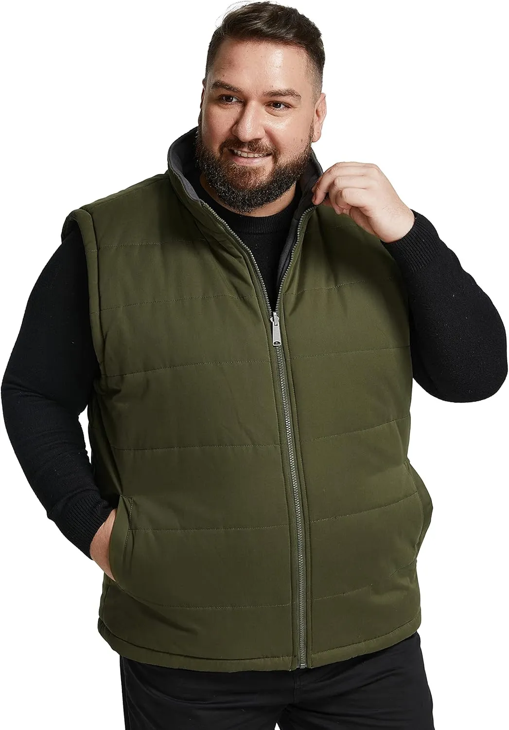 Soularge Men's Big and Tall Winter Thickened Warm Reversible Puffer Vest