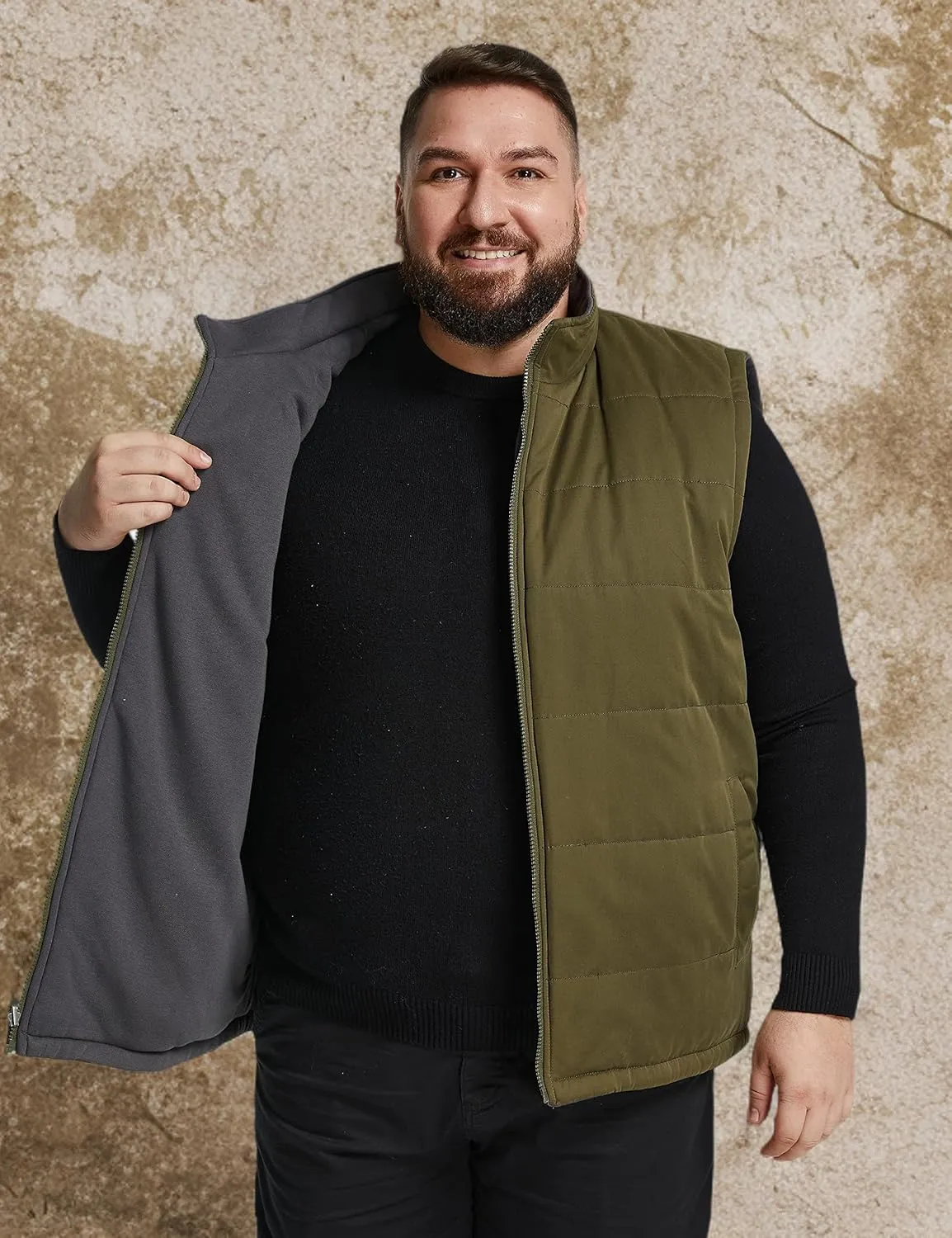 Soularge Men's Big and Tall Winter Thickened Warm Reversible Puffer Vest