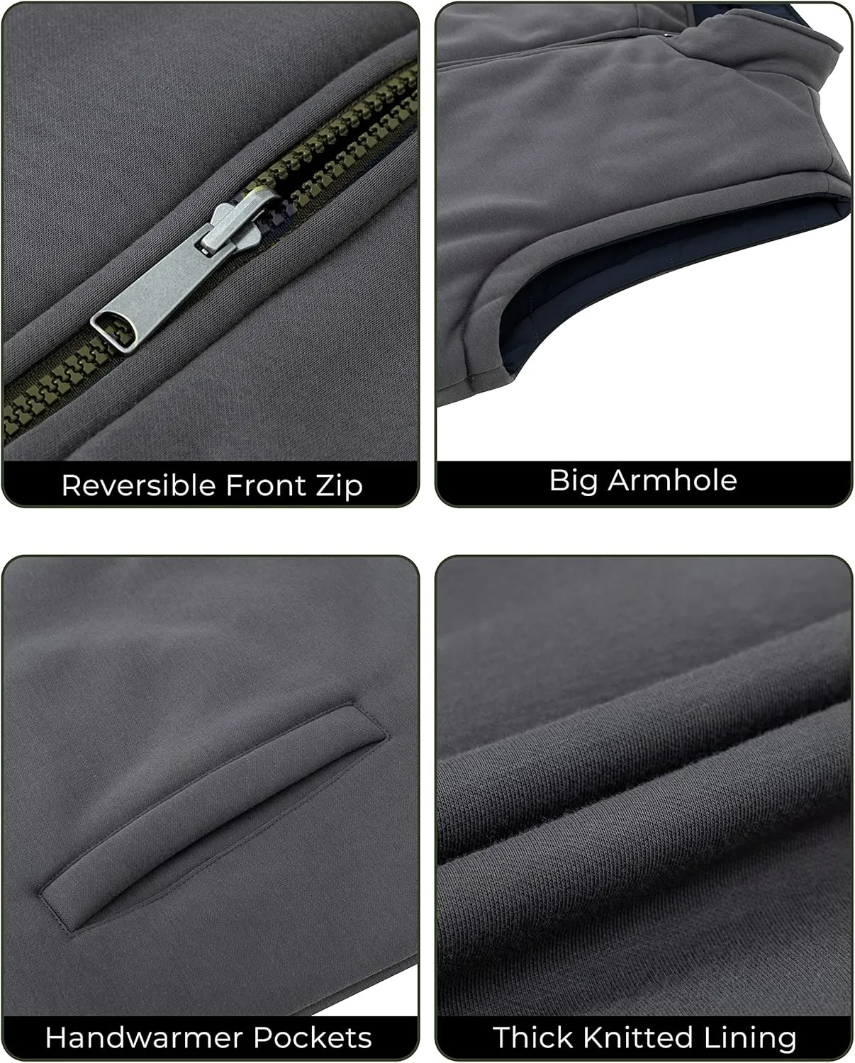 Soularge Men's Big and Tall Winter Thickened Warm Reversible Puffer Vest