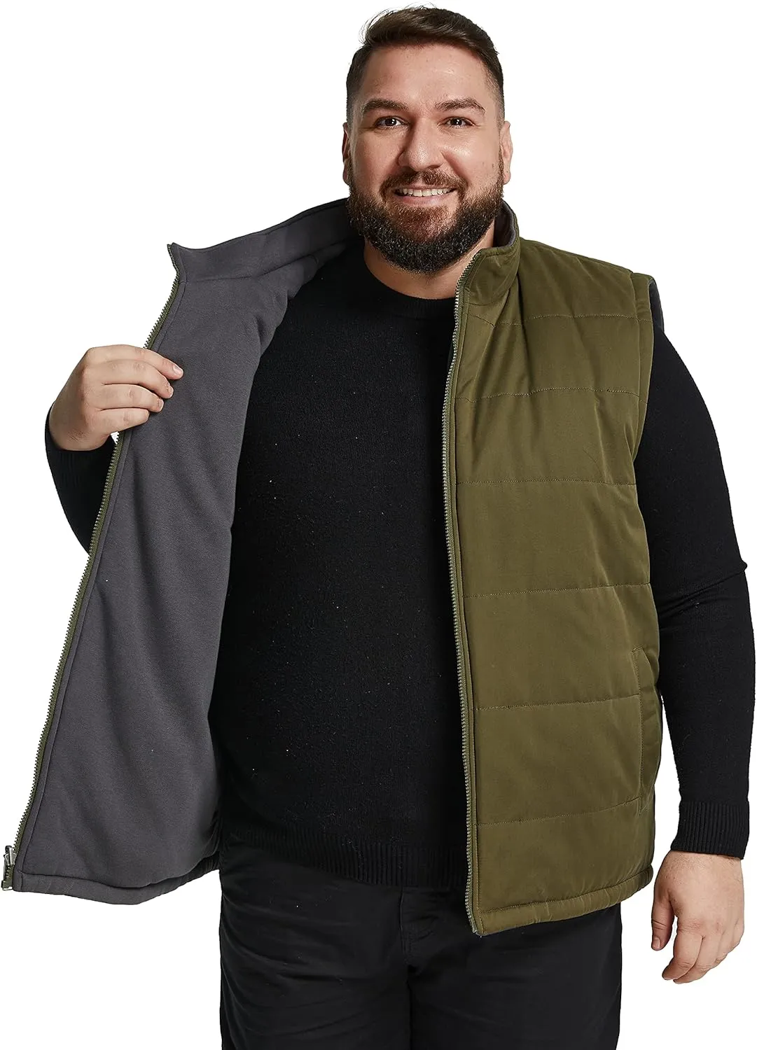 Soularge Men's Big and Tall Winter Thickened Warm Reversible Puffer Vest