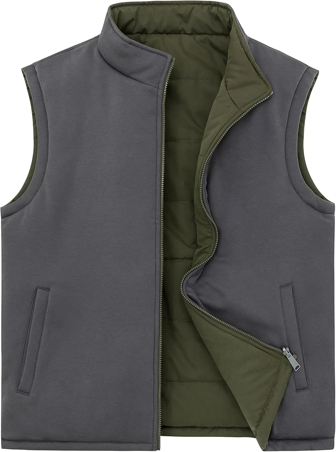 Soularge Men's Big and Tall Winter Thickened Warm Reversible Puffer Vest