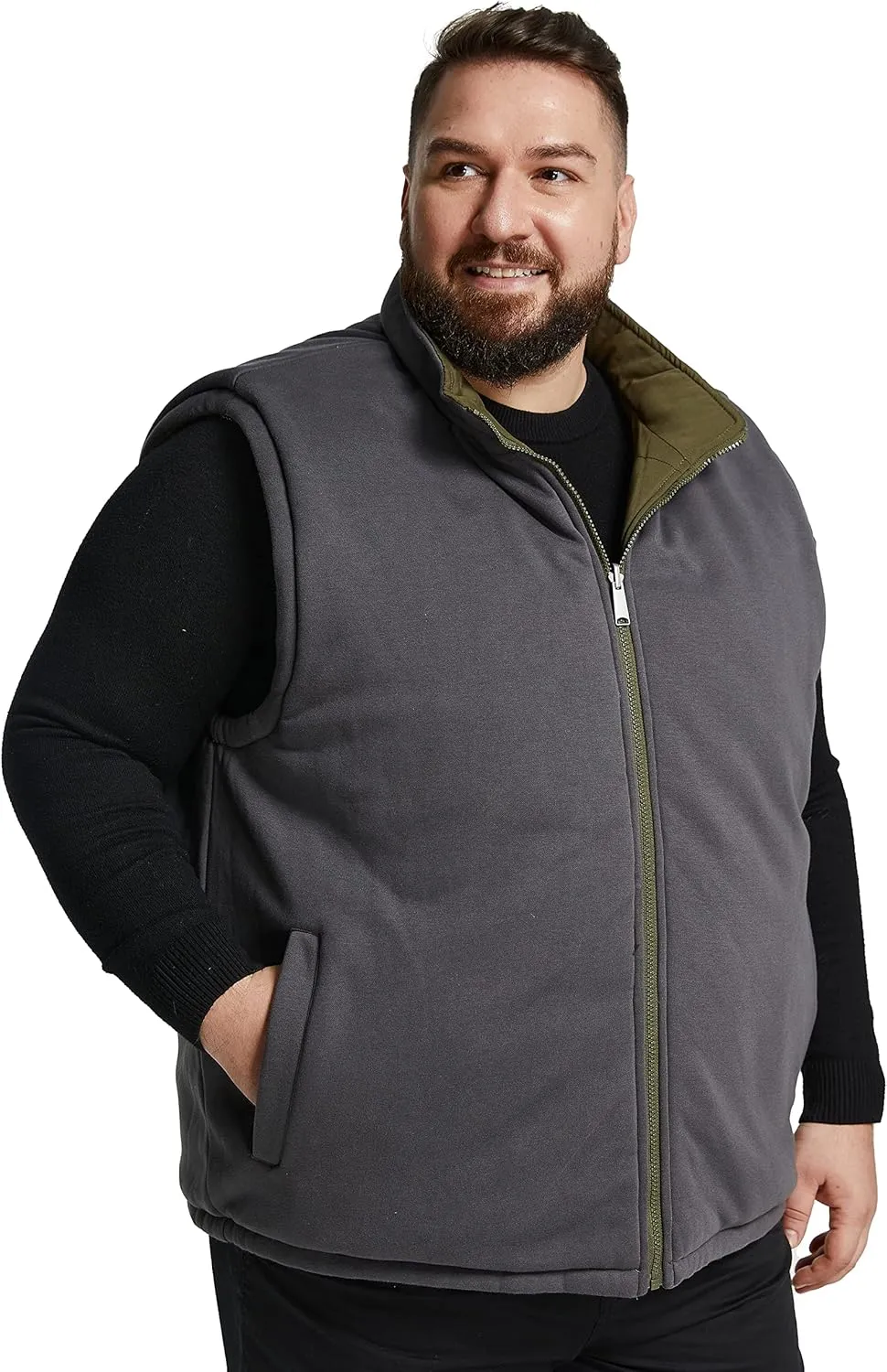 Soularge Men's Big and Tall Winter Thickened Warm Reversible Puffer Vest