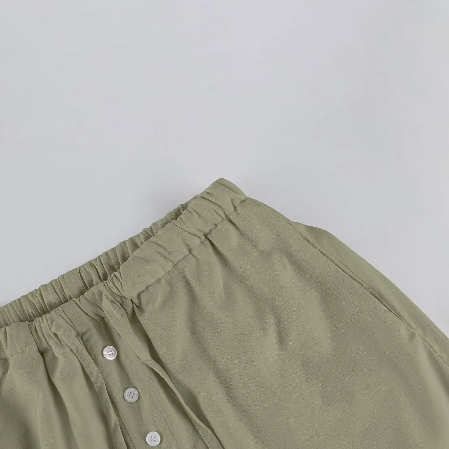 Summer Pants for Women Baggy Linen Elastic 2025 Pants Wide Leg Beach High Waisted with Pocket Solid Outfit Resort Wear