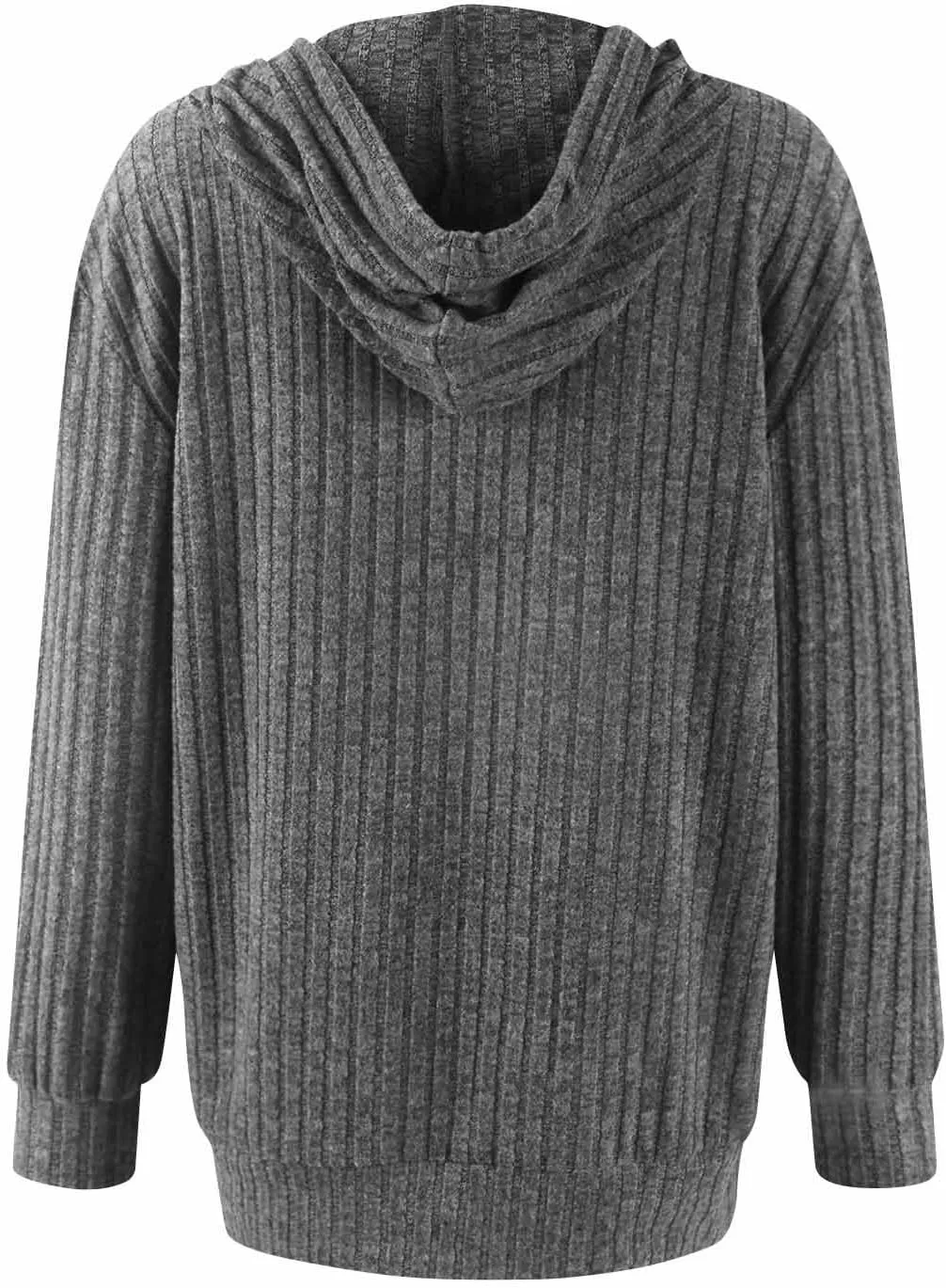 Sweaters for Women Long Sleeve Knitted Zip up Hoodies Ribbed Pullover Loose Casual Sweatshirts with Pocket