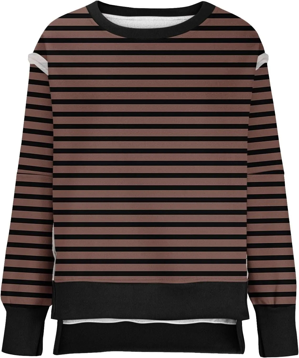 Sweatshirts for Women Striped Oversized Hoodies Long Sleeve Crewneck Fall Outfits Fashion Pullover Tops