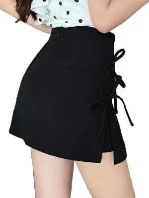 SweatyRocks Women's Bow Mini Skirt Tie Knot High Waisted Preppy Y2k Skorts Skirts