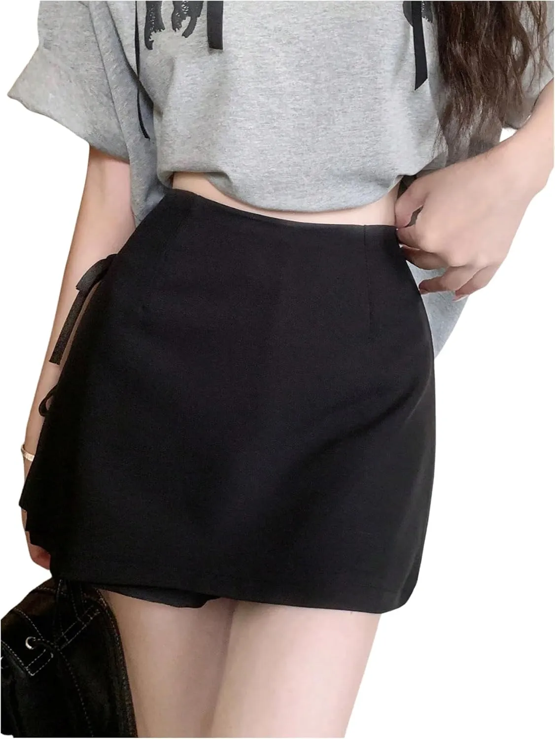 SweatyRocks Women's Bow Mini Skirt Tie Knot High Waisted Preppy Y2k Skorts Skirts