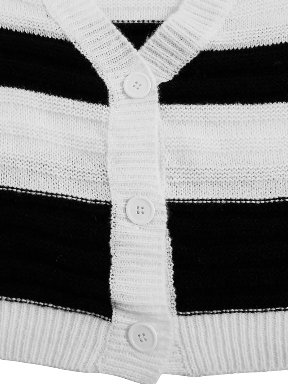 SweatyRocks Women's Color Block V Neck Button Front Knit Cardigan Sweater Outerwear