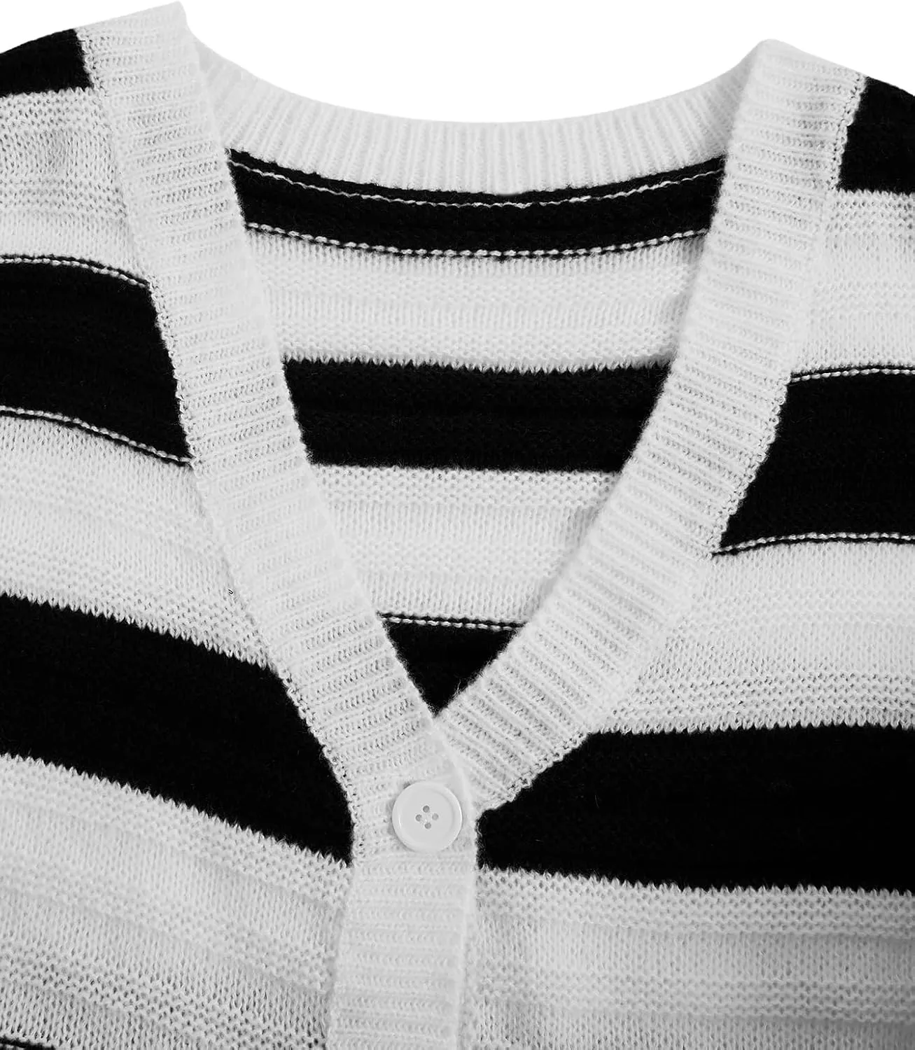 SweatyRocks Women's Color Block V Neck Button Front Knit Cardigan Sweater Outerwear