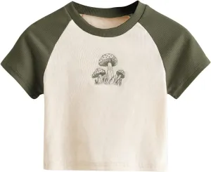 SweatyRocks Women's Graphic Print Round Neck T Shirt Short Sleeve Crop Tee Tops