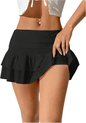 SweatyRocks Women's Layered Ruffle Golf Skorts Skirts Tiered Y2k Flowy Mini Skirts