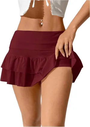 SweatyRocks Women's Layered Ruffle Golf Skorts Skirts Tiered Y2k Flowy Mini Skirts