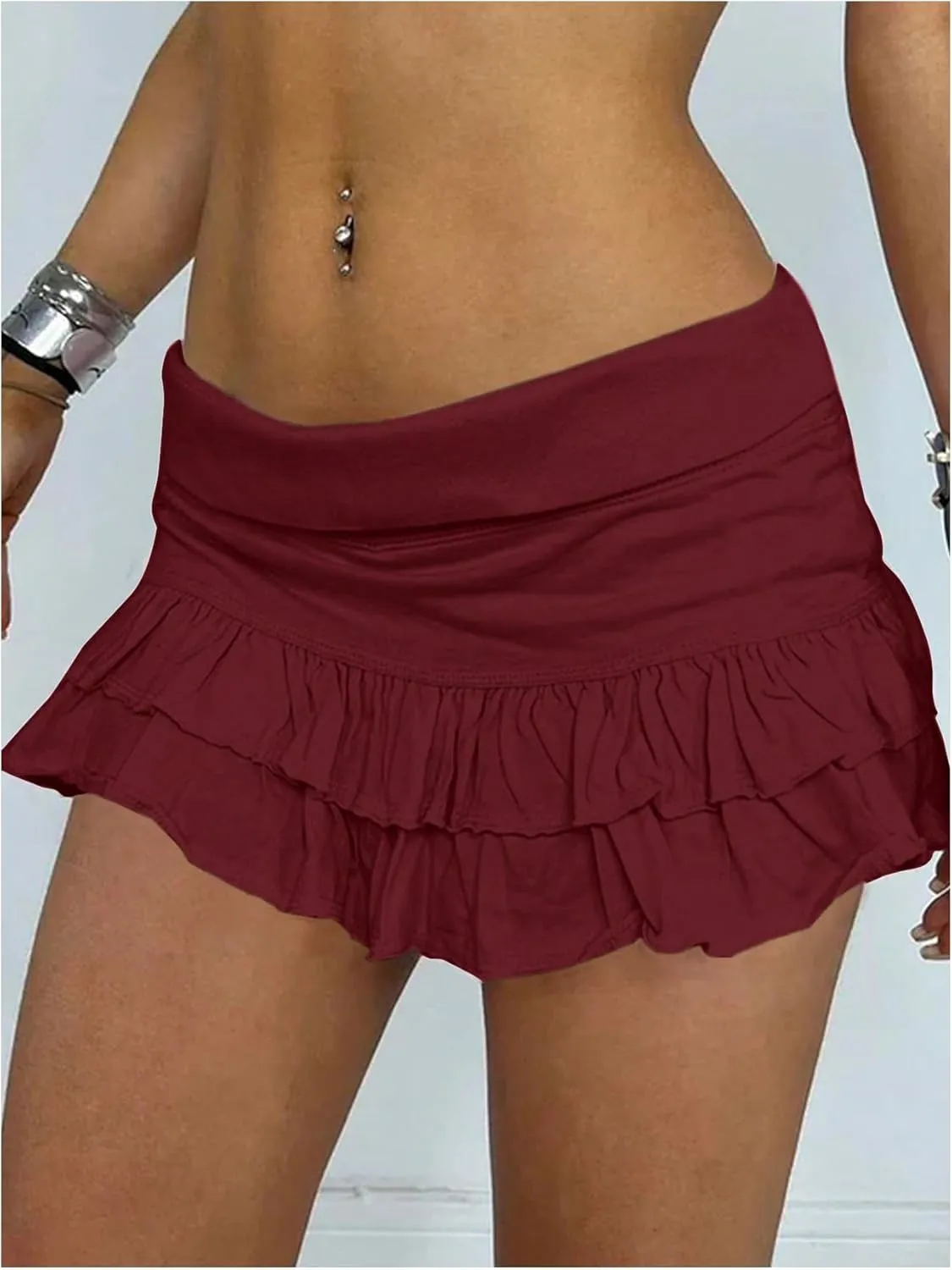 SweatyRocks Women's Layered Ruffle Golf Skorts Skirts Tiered Y2k Flowy Mini Skirts