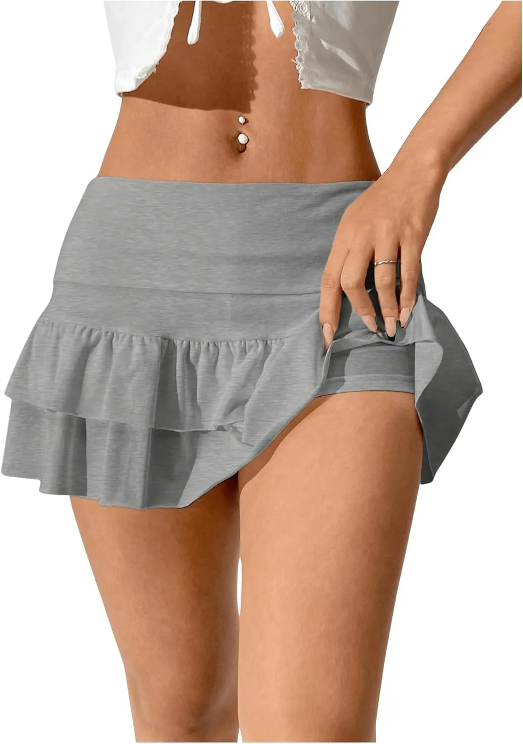 SweatyRocks Women's Layered Ruffle Golf Skorts Skirts Tiered Y2k Flowy Mini Skirts