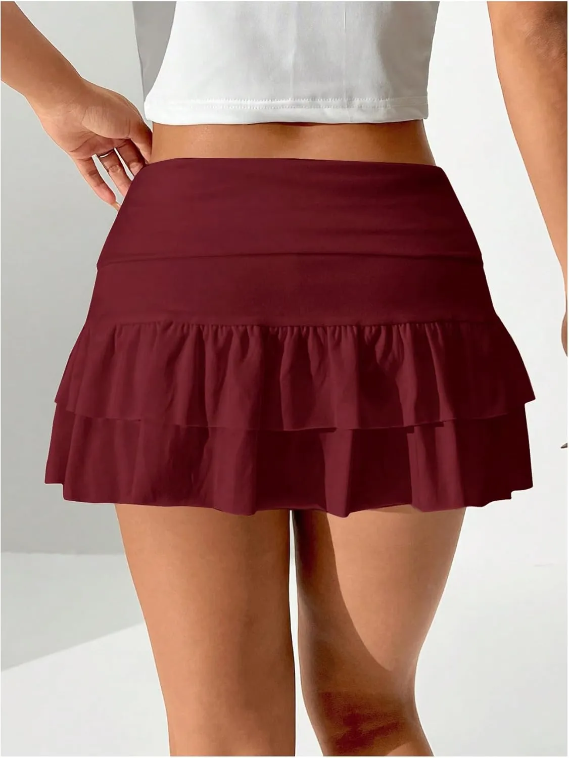 SweatyRocks Women's Layered Ruffle Golf Skorts Skirts Tiered Y2k Flowy Mini Skirts