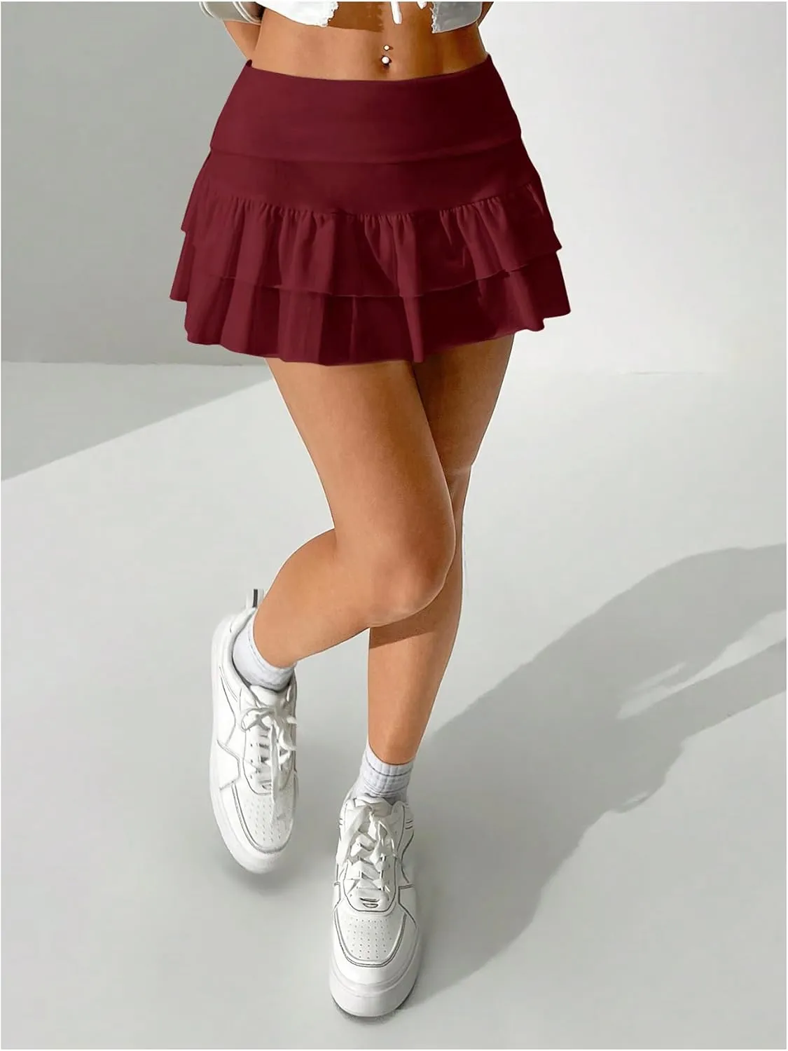 SweatyRocks Women's Layered Ruffle Golf Skorts Skirts Tiered Y2k Flowy Mini Skirts