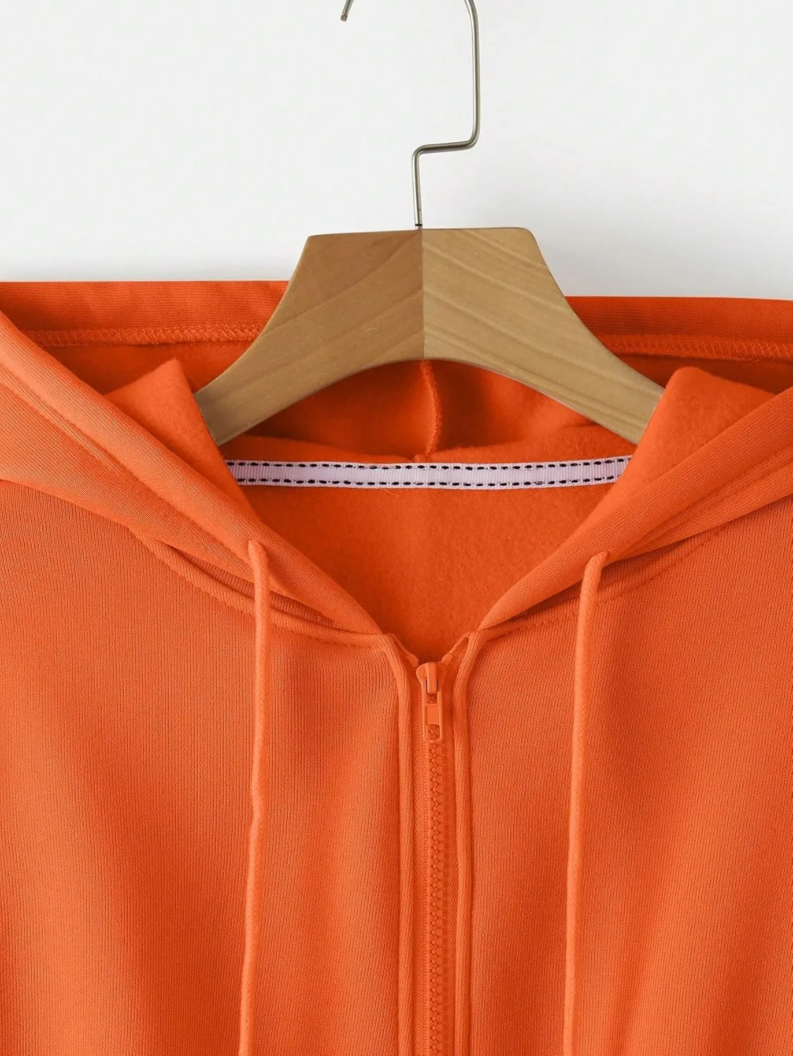 SweatyRocks Women's Long Sleeve Drawstring Full Zip Hooded Jacket Crop Sweatshirt