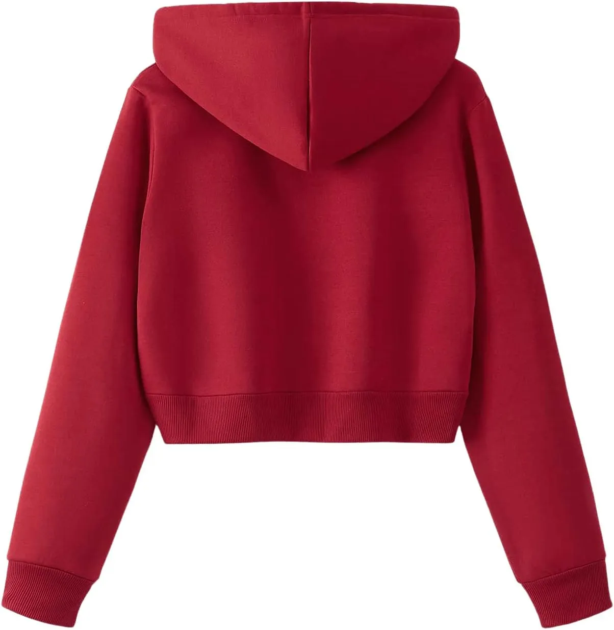 SweatyRocks Women's Long Sleeve Drawstring Full Zip Hooded Jacket Crop Sweatshirt