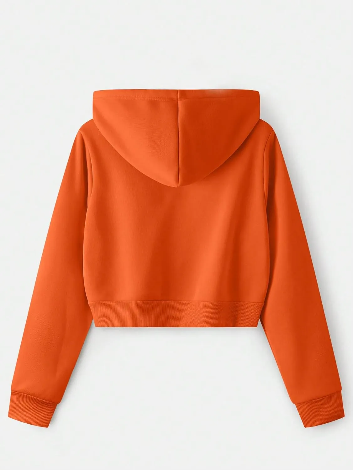 SweatyRocks Women's Long Sleeve Drawstring Full Zip Hooded Jacket Crop Sweatshirt
