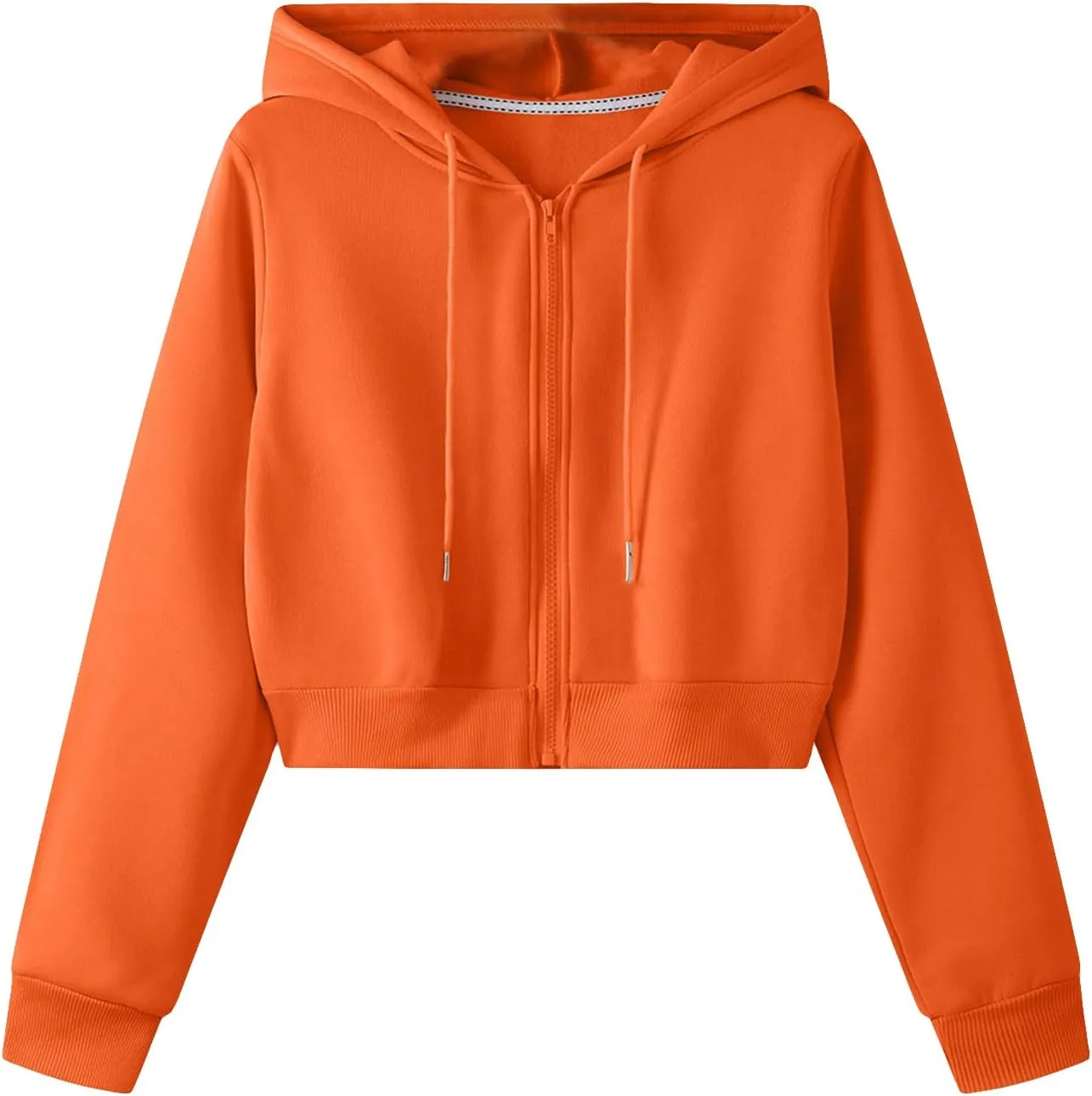 SweatyRocks Women's Long Sleeve Drawstring Full Zip Hooded Jacket Crop Sweatshirt