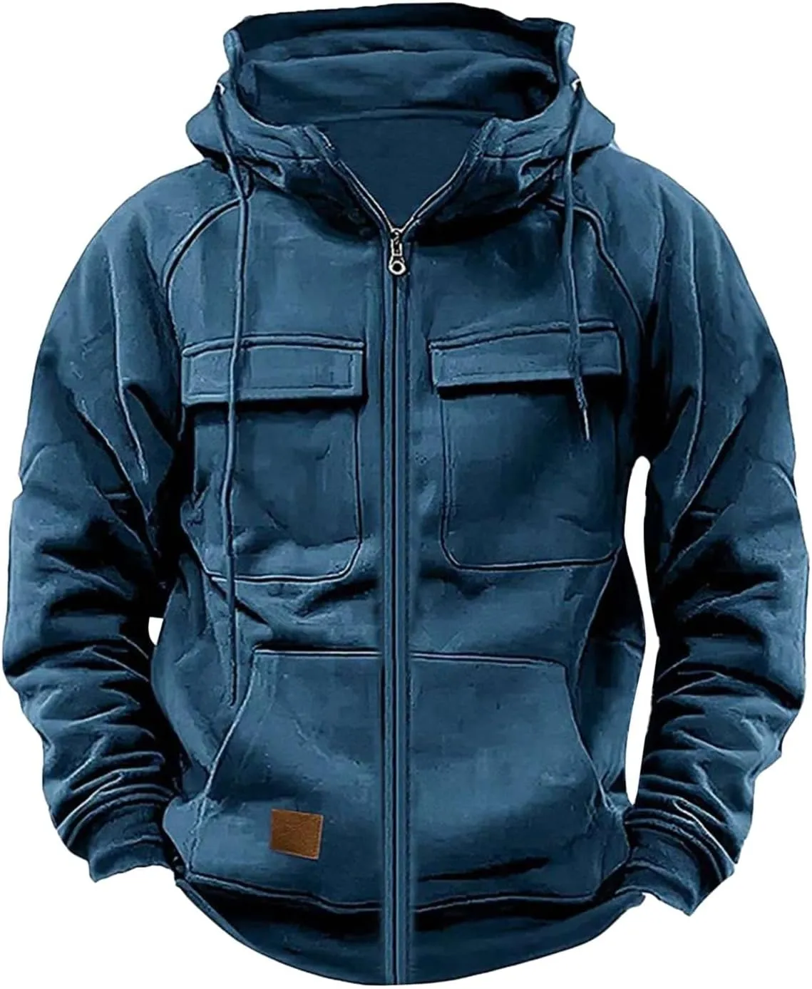 Tactical Sweatshirts Men Hoodies Full Zip Long Sleeve Workout Cargo Pullover Sport Outdoor Winter Jacket with Pocket