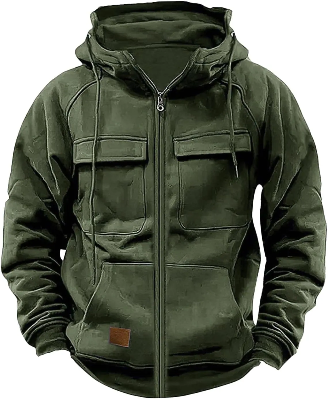 Tactical Sweatshirts Men Hoodies Full Zip Long Sleeve Workout Cargo Pullover Sport Outdoor Winter Jacket with Pocket