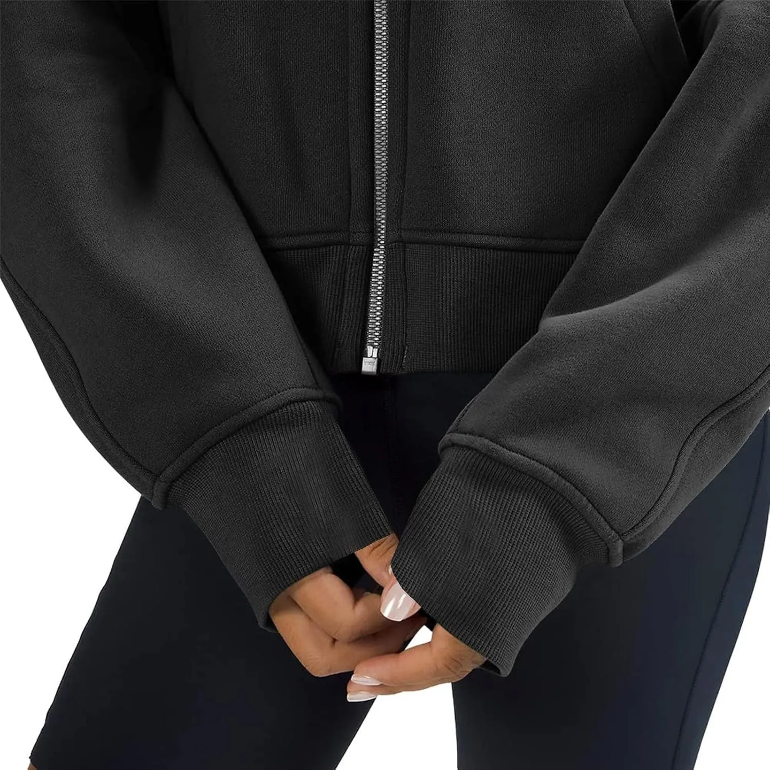 TANGNADE Womens Full Zip Pullover Cropped Hoodies Long Sleeve Fleece Sweatshirts with Pockets Fall Outfits Clothes