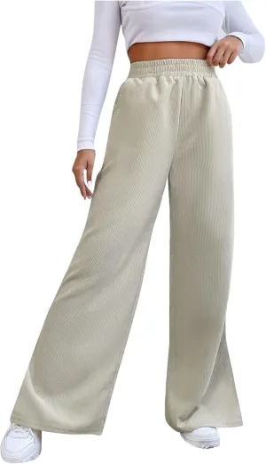 Temperament High Waist Women's Fashion Shows Thin Casual High Waist Loose Wide Leg Movement with Pocket Trousers