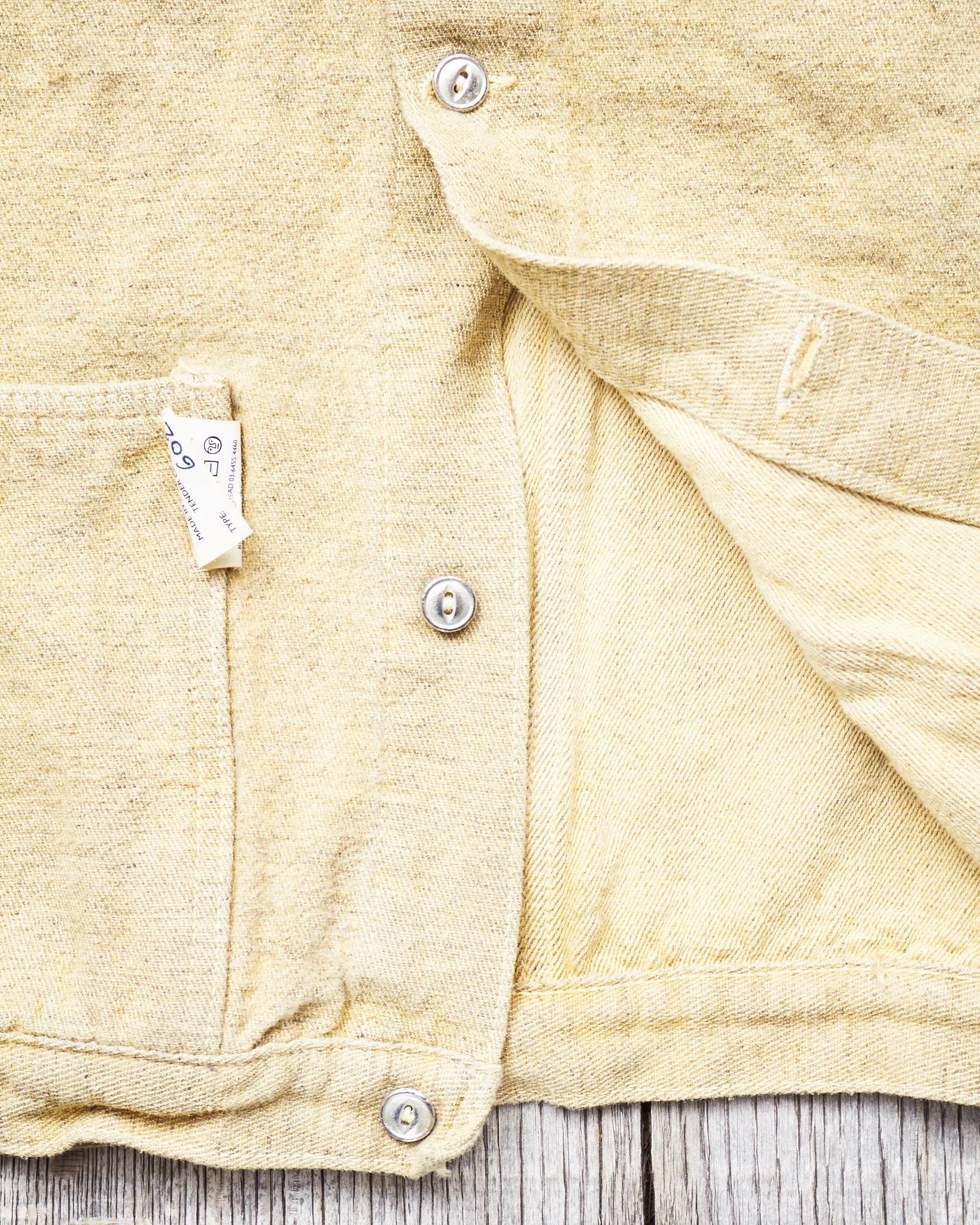 Tender 602 Edited Jeans Vest Hemp Wool Cotton Bull Denim Iron Rust Dyed