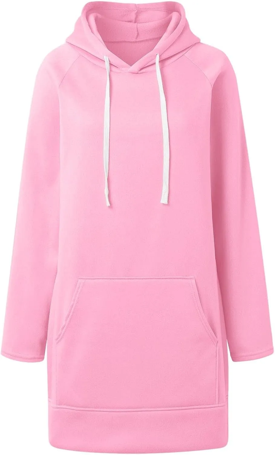 The Warmy Oversized Hoodie Dress for Womens Long Sleeve Split Hem Drawstring Midi Dress Pullover Hoodies with Pocket