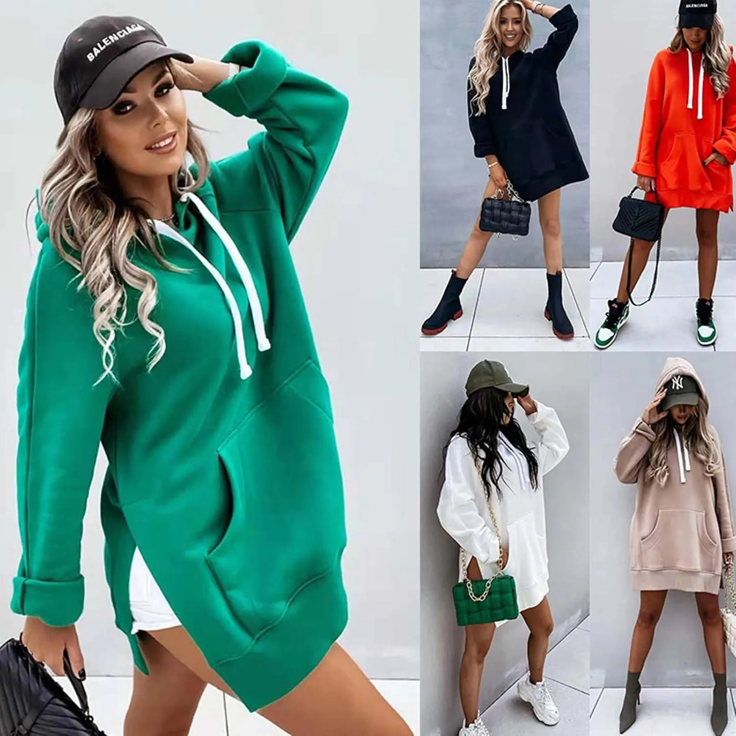 The Warmy Oversized Hoodie Dress, Hoodie Dress For Women With Pockets, Plus Size Sweatshirt for Women Split Hem