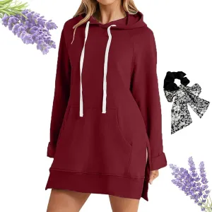 The Warmy Oversized Hoodie Dress, Hoodie Dress For Women With Pockets, Plus Size Sweatshirt for Women Split Hem